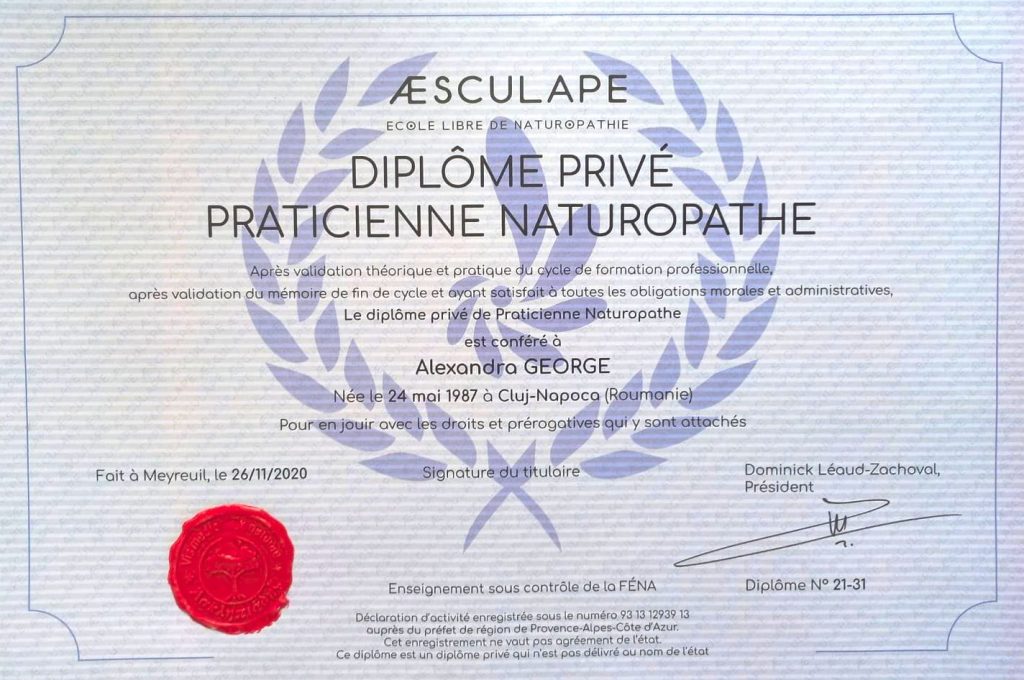 Diploma de naturopat - Alexandra George